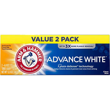 Arm & Hammer Advance White Clean Mint Anticavity Fluoride Toothpaste, 2 Pk