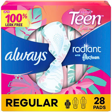 Always Teen Radiant FlexFoam Size 1 Regular Pads