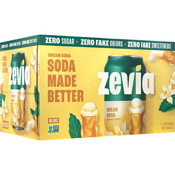 Zevia Zero Sugar Cream Soda 6 pk Cans