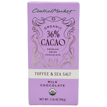 Central Market Organic 36% Cacao Milk Chocolate Bar - Toffee & Sea Salt