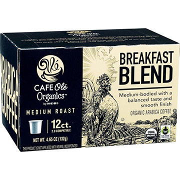 CAFE Olé Organics by H-E-B Medium Roast Breakfast Blend Coffee Single Serve Cups