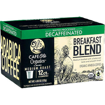 CAFE Olé Organics by H-E-B Medium Roast Decaf Breakfast Blend Coffee Single Serve Cups