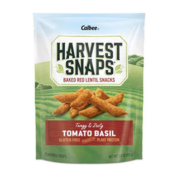 Calbee Harvest Snaps Tomato Basil Baked Red Lentil Snack Crisps