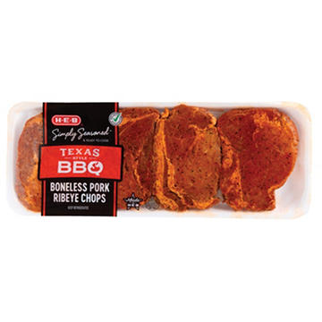 H-E-B Simply Seasoned Boneless Ribeye Pork Chops - Texas Style BBQ
