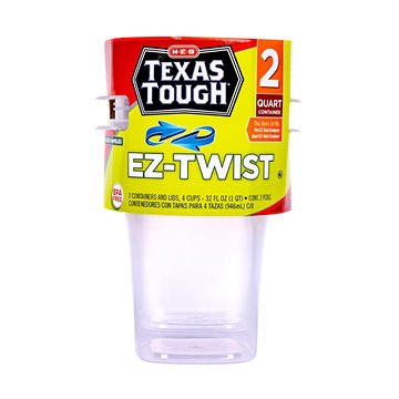 H-E-B Texas Tough EZ-Twist Food Storage Containers & Lids, 2 pk