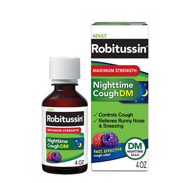 Robitussin Maximum Strength Nighttime Cough DM, Cough Medicine for Adults, Berry Flavor