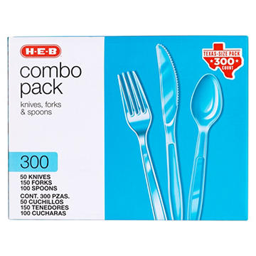 H-E-B Clear Plastic Knives, Forks & Spoons Combo - Texas-Size Pack