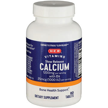 H-E-B Vitamins 1,200 mg Calcium with 1,000 IU D3 Slow Release Tablets