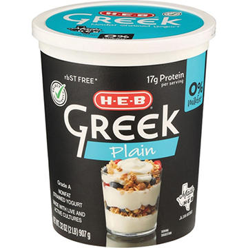 H-E-B 17g Protein Nonfat Greek Yogurt - Plain