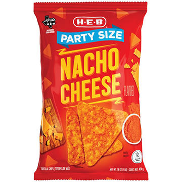 H-E-B Nacho Cheese Flavored Tortilla Chips - Party Size