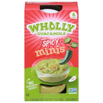 WHOLLY Guacamole Spicy Minis - Hot, 6 ct