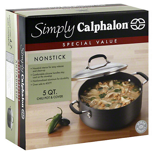 Simply Calphalon 5 QT Nonstick Chili Pot & Cover - Shop Stock Pots & Sauce  Pans at H-E-B