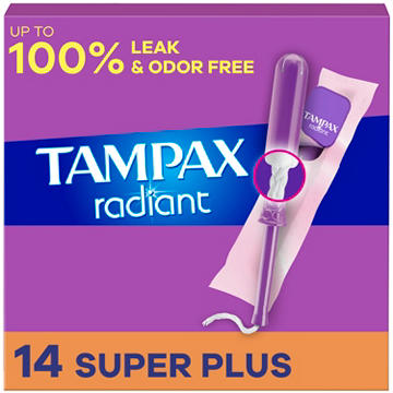 Tampax Radiant Tampons Super Plus Absorbency, Unscented