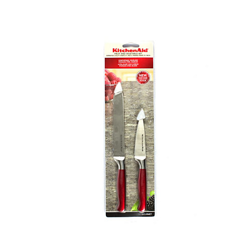 KitchenAid Candy Apple Red 7 Santoku & 3.5 Paring Cutlery Set 