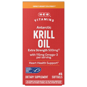 H-E-B Vitamins Antarctic Krill Oil Extra Strength 500 mg Softgels