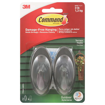 Command Medium Outdoor Terrace Hooks - Slate