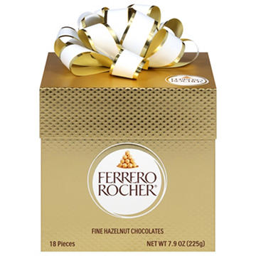 Ferrero Rocher Fine Hazelnut Chocolates Gift Cube, 18 pc