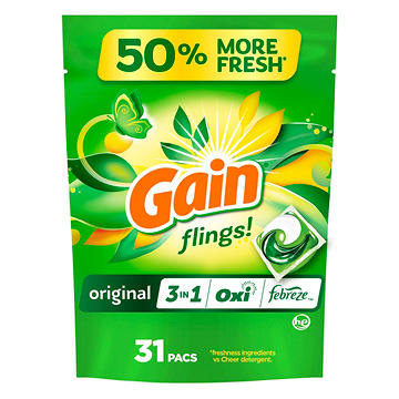 Gain Flings Laundry Detergent Pacs - Original Scent with Oxi Boost & Febreze