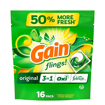 Gain Flings Laundry Detergent Pacs - Original Scent with Oxi Boost & Febreze
