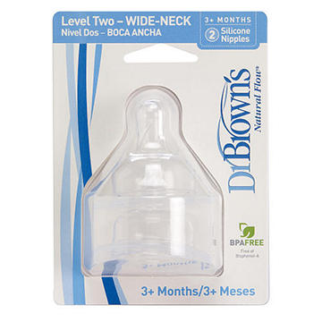 Dr. Brown's Natural Flow Level Two Wide-Neck Silicone Nipples (3+ Months)