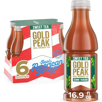 Gold Peak Sweetened Black Iced Tea 6 pk Bottles