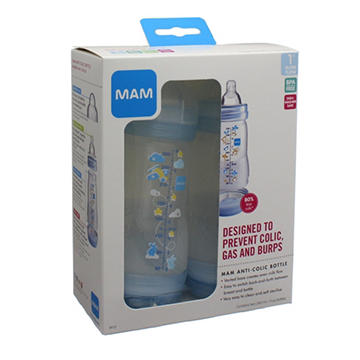 MAM Anti-Colic, Assorted Colors, 9 oz Bottles