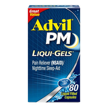 Advil PM Liqui-Gels Pain Reliever and Nighttime Sleep Aid, Ibuprofen for Pain Relief and Diphenhydramine HCL for a Sleep Aid