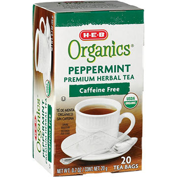 H-E-B Organics Caffeine-Free Peppermint Herbal Tea Bags