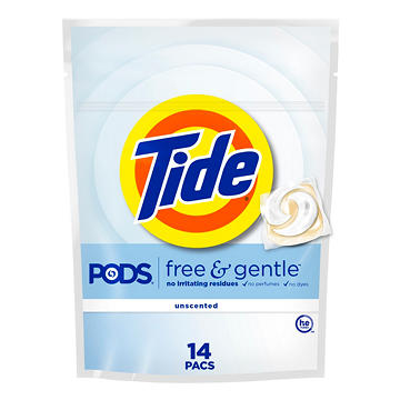 Tide PODS Free & Gentle Laundry Detergent Soap Pacs - Unscented