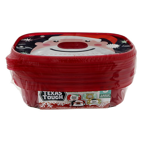 H-E-B Large Bowl Holiday Containers (Red or Green), 5 ct