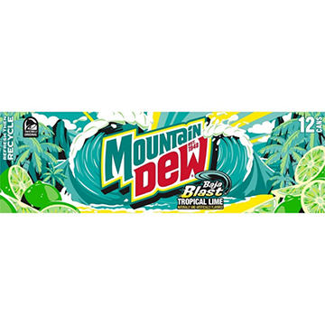 Mountain Dew Baja Blast Tropical Lime Soda 12 pk Cans