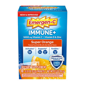 Emergen-C Immune+ Triple Action Immune Support Powder, BetaVia (R), 1000mg Vitamin C, B
Vitamins, Vitamin D and Antioxidants, Super Orange
