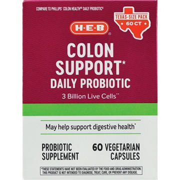 H-E-B Colon Support Daily Probiotic Capsules - Texas-Size Pack