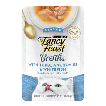 Fancy Feast Purina Lickable Wet Cat Food Broth Topper Classic - Tuna, Anchovies and Whitefish