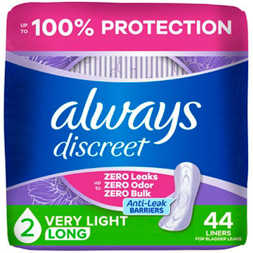 Always Discreet Postpartum & Incontinence Liners - Long, Very Light