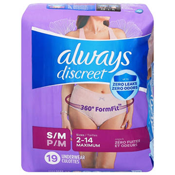 Always Discreet Incontinence Underwear for Women Maximum Absorbency, S/M