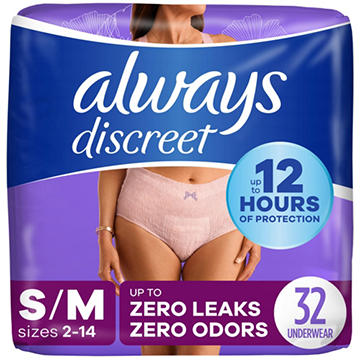 Always Discreet Adult Women Incontinence & Postpartum Maximum Protection Underwear - S/M