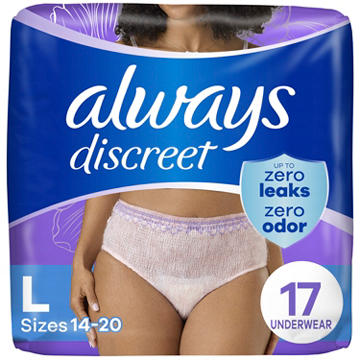 Always Discreet Women's Incontinence & Postpartum Underwear - Lg, Blush
