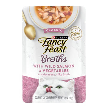 Fancy Feast Purina Lickable Wet Cat Food Broth Topper Complement Classic - Wild Salmon and Vegetables