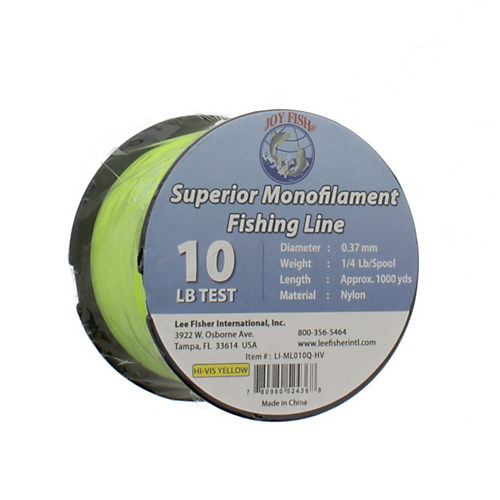 Joy Fish Superior Monofilament Fishing Line, Hi-Vis Yellow 10lb 1000yds