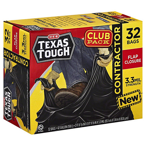 H-E-B Texas Tough Flap Closure 33 Gallon Trash Bags