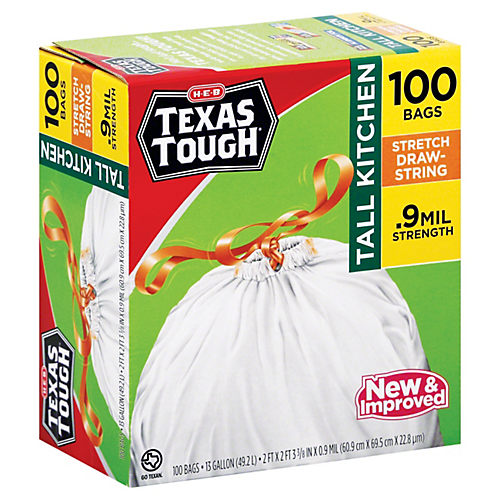 H-E-B Texas Tough Tall Kitchen Flex Trash Bags, 13 Gallon - Shop Trash Bags  at H-E-B