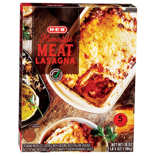 H-E-B Frozen Homestyle Meat Lasagna - Family Size, 38 oz