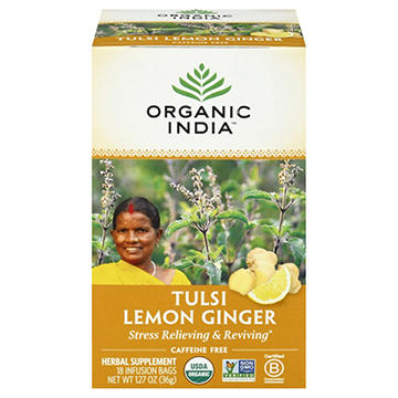 Organic India Tulsi Holy Basil Lemon Ginger Infusion Tea Bags