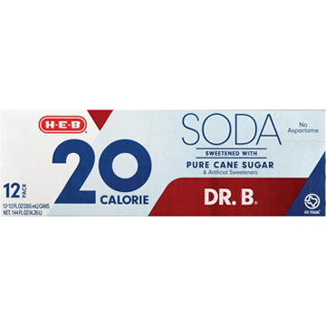 H-E-B 20 Calorie Pure Cane Sugar Dr. B Soda 12 pk Cans