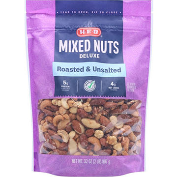 H-E-B Deluxe Unsalted Roasted Mixed Nuts