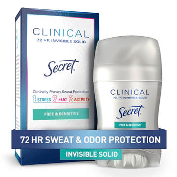 Secret Clinical Strength Invisible Solid Antiperspirant and Deodorant - Free & Sensitive