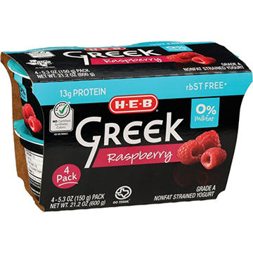 H-E-B 13g Protein Nonfat Greek Yogurt - Raspberry