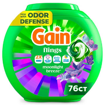 Gain Flings Laundry Detergent Pacs - Moonlight Breeze Scent with Oxi Boost & Febreze