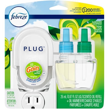 Febreze Plug Air Freshener Oil Refill and Oil Warmer Starter Kit - Gain Original